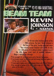 1992-93 Stadium Club Beam Team 12 Kevin Johnson back